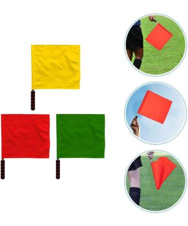 3pcs Stainless Steel Referee Flags Set for Soccer, Volleyball, Football - Red, Green, Yellow | Sports Training & Safety Commander Hand Flags - Buy Online on SooperMarket.com