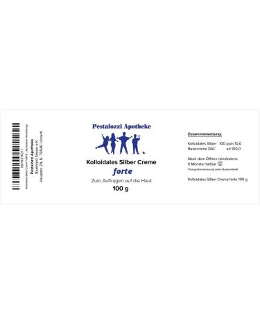 High-Quality Colloidal Silver Cream Forte - Double Concentration (100g) | Proven Recipe from Pestalozzi Pharmacy - International Shipping Available - Buy Online on SooperMarket.com