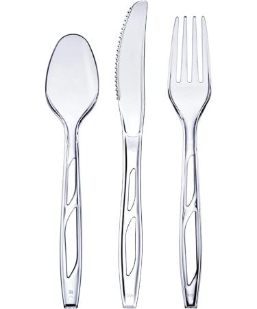 192 Pack Premium Heavyweight Disposable Clear Plastic Silverware - Cutlery Combo Set - Buy Online on SooperMarket.com