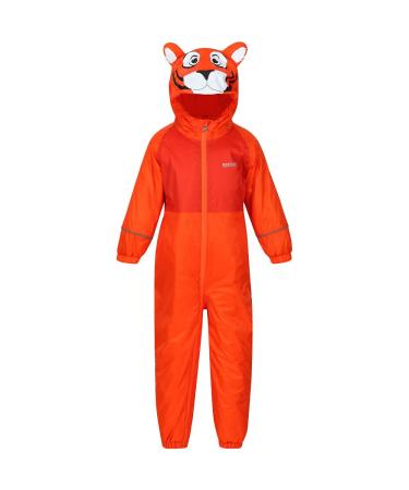 Regatta Children's Mudplay Iii Waterproof and Breathable Insulated Animal All-in-one Suit 12-18 Months Blaze Orange Tiger