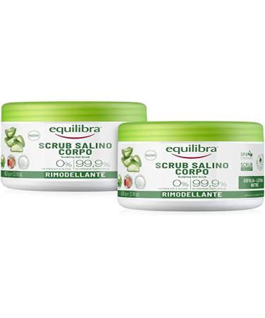 Equilibra body scrub salt scrub peeling body with aloe vera smoothes and maintains the skin sea salt mix with water effect natural oils and vegetable extracts 2 pieces of 600 g