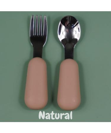 Alimos Stainless Steel Toddler Feeding Spoon and Fork Set - Safe Cutlery for Kids (Natural) - Buy Online on SooperMarket.com