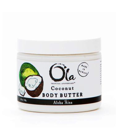 OLA TROPICAL APOTHECARY Coconut Body Butter with Pure Tropical Oils and Plant Extracts - 6 FL Oz