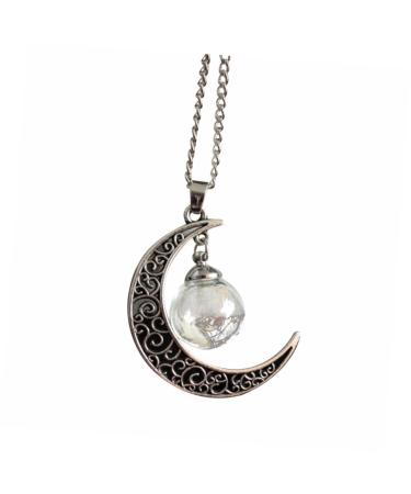 FOYTOKI Necklaces Women Chain Moon Necklace Women Necklace Dandelion Necklace Miss Jewelry Dried Flowers