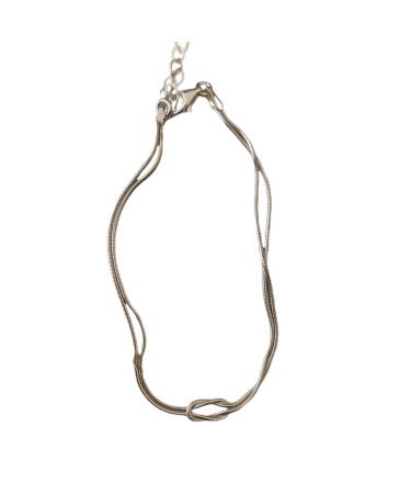 Oralgos stylish stainless steel nodes multi-layer rings necklace bracelet peronslized clavicle chain fashionable jewelry for women Necklace steel color