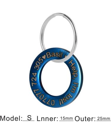 Shop LYL Blue Stainless Steel Dog Tag - Deep Engraved Front & Back Ring Shape (Small) - Perfect for International Shipping! - Buy Online on SooperMarket.com