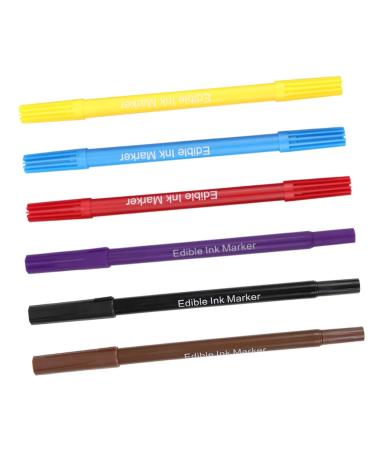 CRAFTHROU 6pcs Decor Cake Boxes Biscuits Double-Tips Food Markers Cake Cookie Coloring Pens Food Pens Plastic
