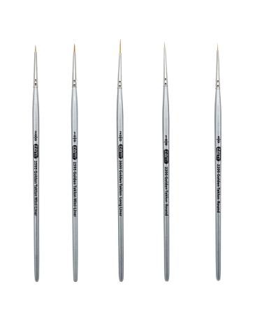 ZEM Brush Golden Taklon Mini Detail Brush Set Liner 20/0  Mini Liners 20/0  10/0  Details 10/0  5/0