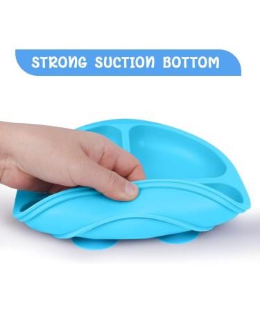 Vicloon Baby Silicone Suction Plates 2Pcs - Non Slip Divided Dishes for Toddler Self Feeding - Blue/Green - Buy Online on SooperMarket.com