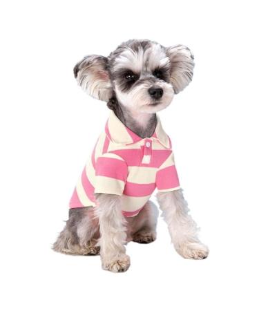 Polo shirt for small dogs two-legged strip shirt puppy costume summer t shirt fashionable clothing for bichon French bull dog dog shirt striped dog shirt breathable pink 2x large
