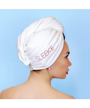 Sleek'e Microfiber Hair Wrap - Ultra Absorbent Spa-Quality Anti-Frizz Turban Twist Towel for Faster Drying - White - Buy Online on SooperMarket.com