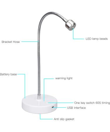 3W Small UV LED Nail Dryer | USB Gooseneck Cure Light for Gel Nails | Quick Dry Nail Extension Lamp - Buy Online on SooperMarket.com