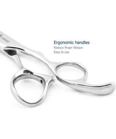 Kinsaro 5.5 Barber Scissors - Professional 440C Hair Cutting Shears with Silvery Convex Blades - Buy Online on SooperMarket.com