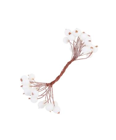 HOMSFOU 400pcs Xmas Berries Branches Red Berries Wreath Pick Christmas Holly Stem Faux Berry Ornament Fake Berries Berry Branches Diy Garland Accessories White Small Particles Material White Size 1