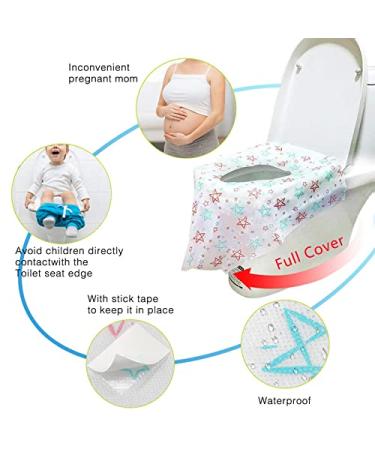 Homgaty 20 Pack Toilet Seat Covers Disposable  Extra Large XL Portable Potty Seat Covers for Kids and Toddler Potty Training or Home Travel Public Toilet Use(with Stick Tape Individually Wrapped) - Buy Online on SooperMarket.com