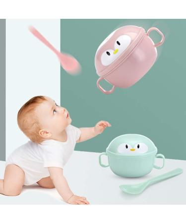 Tomaibaby 2 Sets Stainless Steel Baby Feeding Bowls with Spoons - Penguin Design for Infant Toddler Kids - Buy Online on SooperMarket.com