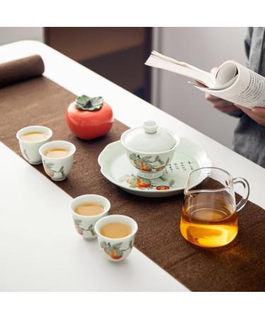 New style persimmon persimmon tea set Deyu white porcelain enterprise employee souvenir business practical gift/123 - Buy Online on SooperMarket.com