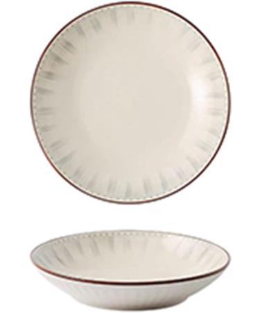 Serving Plates Ceramic Plate Household Dish Dish White Circular Kitchen Restaurant Dish Simple Line Shape Deep Plate Soup Plate Vintage Dish Set of 4/6 for Appetizer Dinner and Desserts (Color : C Small C - Buy Online on SooperMarket.com