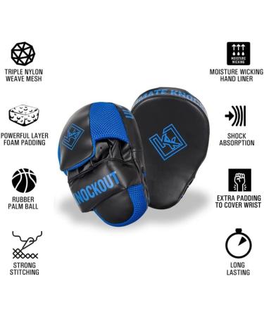 Boxing Gloves and Pads Focus Mitts Set - White/Blue 8 oz for Kickboxing, Muay Thai, MMA Training - Fitness Kit for Martial Arts - Buy Online on SooperMarket.com