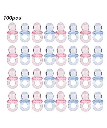 Mini Acrylic Baby Pacifiers - 100 Pcs Birthday Party Decorations & Baby Baptism Favors - Colorful Transparent Mix - Buy Online on SooperMarket.com