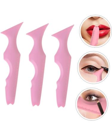 Mikinona 3pcs Silicone Beauty Ruler Eyeliner Pencil Eyeshadow Stencils Aid Makeup Guide Stencils Puzzle Bevel 15X4.15CM Pink-2 - Buy Online on SooperMarket.com