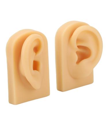 1 Pair Ear Model for Acupuncture Training Display Silicone Ear Model Light Skin Color
