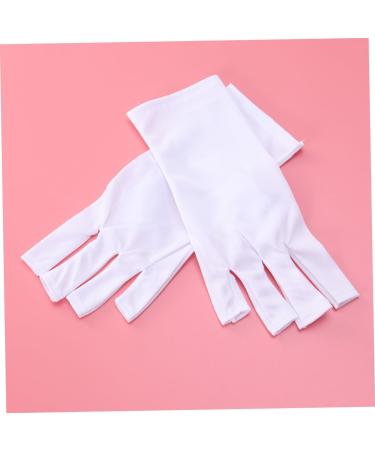 Mikinona Gel Manicure Gloves 1 Pair Anti Uv Glove Nail Half-Finger Gloves Chinese Wooden Pillow Cotton Glove Silicone Ear Display Uv Shield Glove White Manicure Manicure Glove - Buy Online on SooperMarket.com