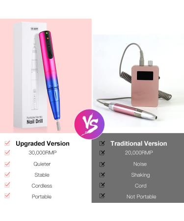Senignol Cordless Nail Drill - 30000RPM Portable Electric File Kit for Acrylic Nails | 5 Speeds Manicure Pedicure Set - Perfect Christmas Gift for Women - Buy Online on SooperMarket.com