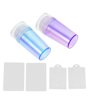 IMIKEYA 2 Sets Nail Stamp Girls Suit Nail Art Stencils Pro Tools Silicone Manicure Art Stamper Gel for Nails Manicure Kit Jelly Stamper Clear Fully Transparent Silica Gel Aurora 6.5X3X3CM Purple Blue