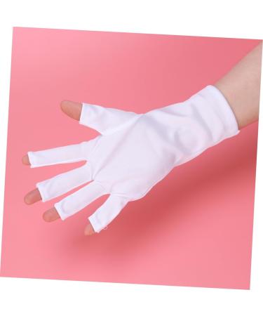 Mikinona Gel Manicure Gloves 1 Pair Anti Uv Glove Nail Half-Finger Gloves Chinese Wooden Pillow Cotton Glove Silicone Ear Display Uv Shield Glove White Manicure Manicure Glove - Buy Online on SooperMarket.com