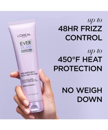 L Or al Paris Blow Dry Primer for 48 HR Frizz Control Sulfate Free EverPure 5.1 fl oz Rose 5.1 Fl Oz (Pack of 1) - Buy Online on SooperMarket.com