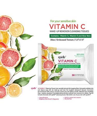 Epielle Make-Up Remover Cloths 30ct 6 Pack - Cleanse Dirt, Oil, Makeup & Mascara. Watermelon, Cucumber, Vitamin C - Beauty Gifts - Buy Online on SooperMarket.com
