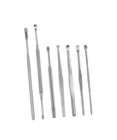 KALLORY 2 Sets 7pcs Seven Piece Ear Picking Tool Set Ear Cleaning Tools Nursing Spring Tool Ear Cleaning Tools Set Ear Care Tools Stainless Steel Ear Cleaner Ear Buckle Cosmetic Silverx2pcs 12X1X1cmx2pcs