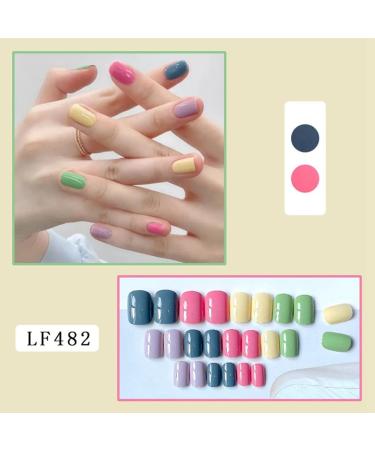 Closer 1Set Rainbow Jumping Colours False Nails Wearable Press on Nails Full Cover Nail Tips - Buy Online on SooperMarket.com