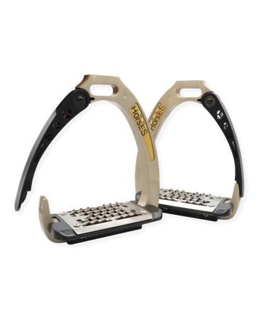 Horses safety stirrups designed for maximum safety and comfort of the rider modern and elegant (gold/black)