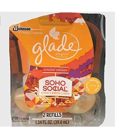 Glade Plugins Scented Oil Air Freshener Refill Soho Social 1.34 Fl Oz 2 Ct