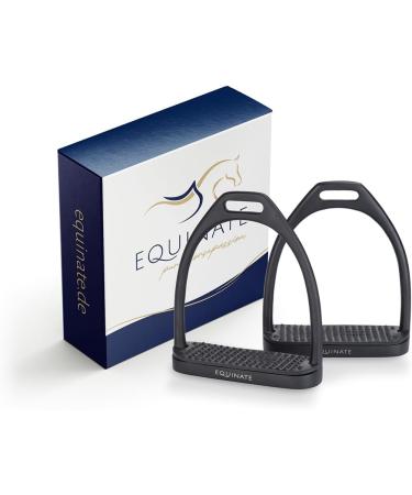 Equinate Stirrups Midway 10cm Black Matt - Anti-Slip Rubber Tread for Adults & Children - Set of 2 - International Shipping Available - Buy Online on SooperMarket.com