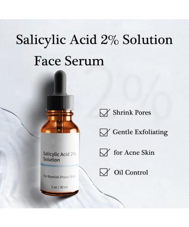 Luxsea Salicylic Acid 2% Serum for Clearer Skin - Shrinks Pores, Treats Rosacea, Blackheads, and Acne - Gentle Exfoliating Hyaluronic Acid Formula - Buy Online on SooperMarket.com