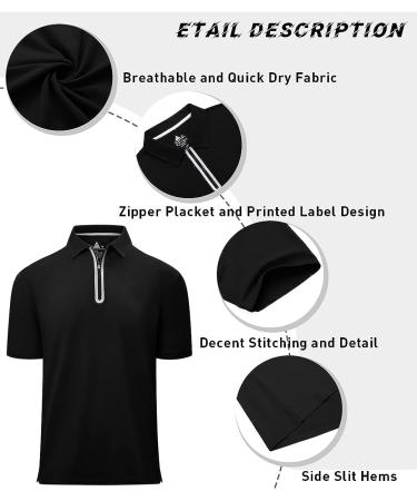 SECOOD Men's Short Sleeve Polo Shirt - Moisture Wicking Golf & Tennis T-Shirt (Black, X-Large) - Buy Online on SooperMarket.com