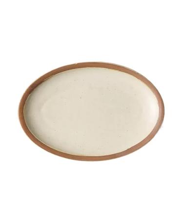 Serving Plates Fish Plate Ceramic Household Steamed Fish Plate Ceramic Tableware Large Oval Dinner Plate Restaurant Kitchen Retro Flat Plate for Appetizer Dinner and Desserts (Size : CH) Small