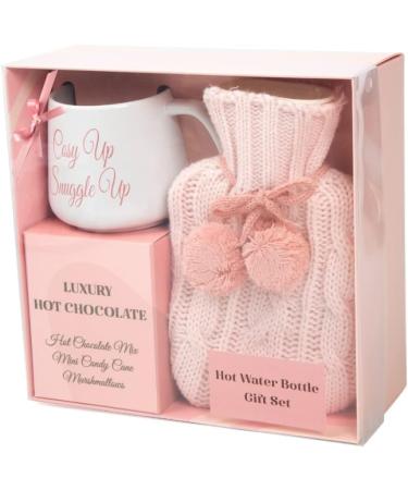 Hot Chocolate Mug Gift Set with Water Bottle, Marshmallows & Candy Cane - Cozy Gift for Women, Teen, Adults (Pink) - Buy Online on SooperMarket.com