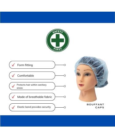 Disposable Bouffant (Hair Net) Caps Spun-bounded Poly Hair Head Cover Net 18 Inches Blue (1000) - Buy Online on SooperMarket.com