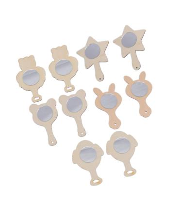 Beavorty 10pcs Crafts Mirrors Handheld Princess Mirror Toy Mini Painting Mirror Birthday Present Diy Wood Mini Mirror Late Handmade Toys Kids Puzzle Unbreakable Child Wooden
