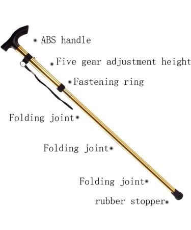Folding Cane Adjustable Lightweight Aluminum Offset Cane-Foldable Cane Very Suitable for Daily Life to Assist Restricted Exercise Golden - Buy Online on SooperMarket.com