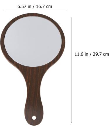 Beaupretty Handheld Makeup Mirror with Yellow Wood Handle - Portable Retro Vanity Pocket Mirror for Women - Outdoor Travel Mirror - 29.7x16.7cm - Buy Online on SooperMarket.com