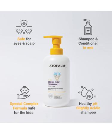 ATOPALM Kids 2 in 1 Shampoo & Conditioner 15.5 Fl. Oz | Gentle Tear-Free Formula for Sensitive Scalp | Enriched with Argan Oil for Tangle-Free Care - Buy Online on SooperMarket.com