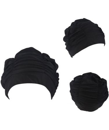HugeStore Women Swimming Cap - Fabric Bathing Hat for Swimming - Black | Shop Now for Stylish & Comfortable Swimwear Accessories - Buy Online on SooperMarket.com