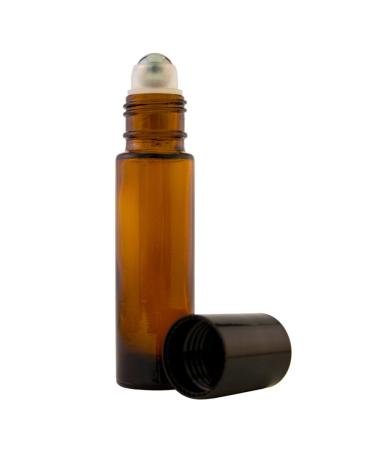 6 Pack - Empty Roll on Glass Bottles STAINLESS STEEL ROLLER 10ml Refillable Color Roll On for Fragrance Essential Oil - Amber Color