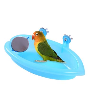 QBLEEV Bird Baths Tub with MirrorFor Cage, Parrot Birdbath Shower Accessories, Bird Cage Hanging Bath Bathing Box for Small Birds Parrots