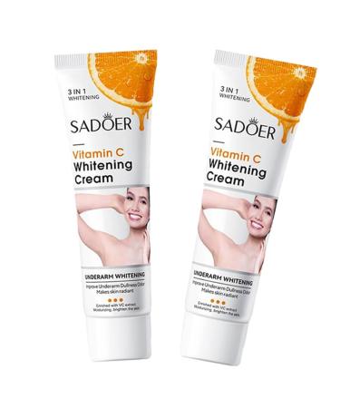 2pcs Skin Whitening Cream for Body Lightening Cream for Intimate Areas and Bleaching Vitamin C Dark Spot Remover Corrector for Neck Armpit Underarm Elbow Inner Thigh and Knees Bikini 1.76oz/pack